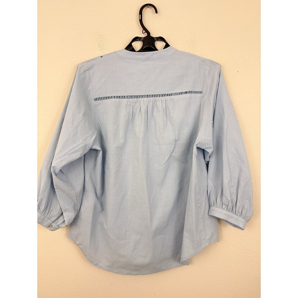 MAYE Paloma Shirt Sz Medium Cotton Light Blue Lightweight Ladder Lace - Picture 4 of 6